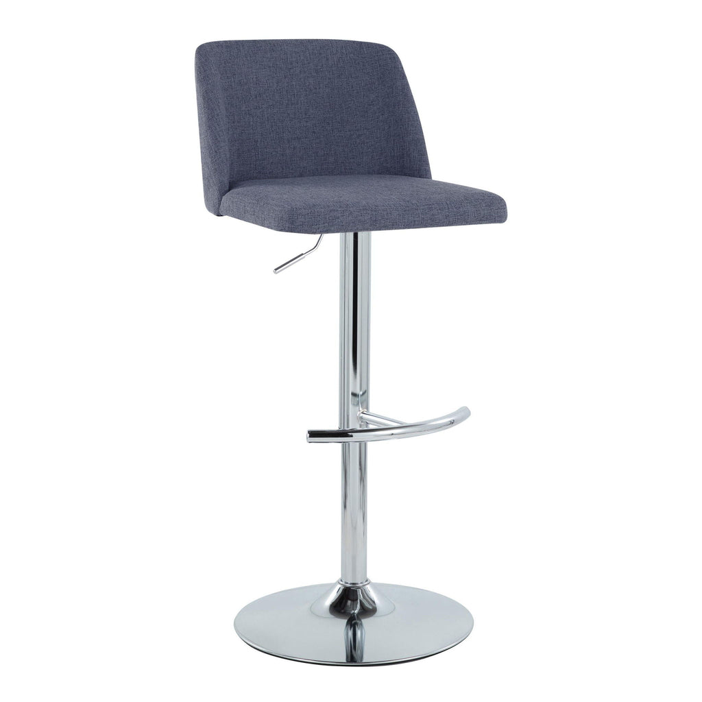 Contemporary Adjustable Barstool Set with Swivel & Rounded T Footrest - Multiple Colors