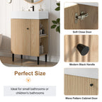 Bathroom Vanity with Single Ceramic Sink and Side Storage - Multiple Colors