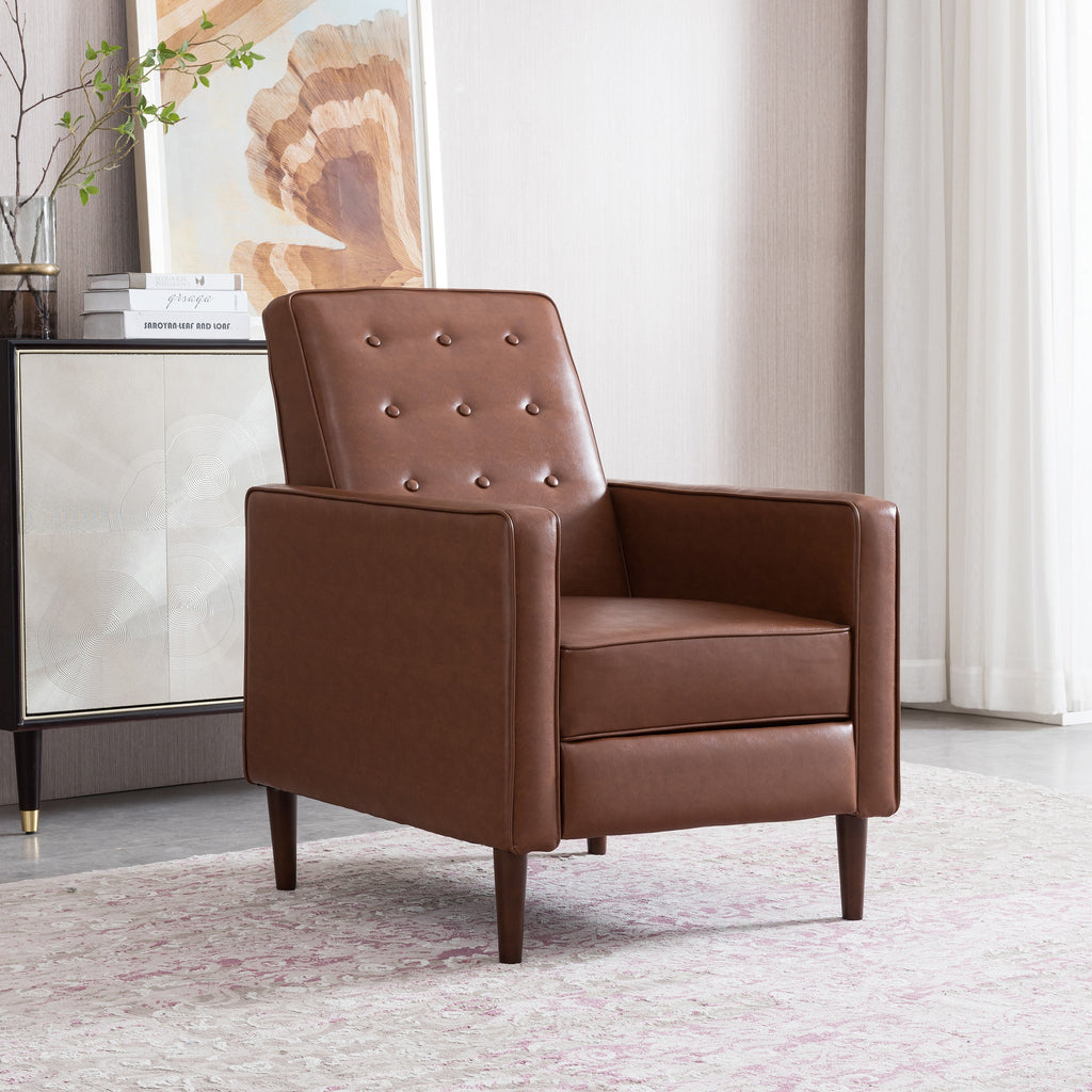 Mid-Century Modern Fabric Recliner Chair with Thick Cushions - Multiple Colors