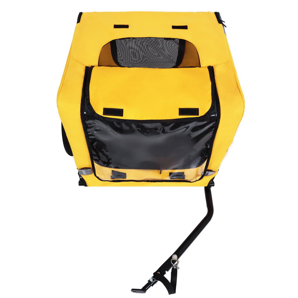 Pet Bike Trailer with Steel Frame and Foldable Design - Red