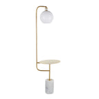 Contemporary Floor Lamp Side Table with White Marble Base - White/Gold