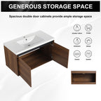 Bathroom Vanity Set with Resin Countertop Sink - Dark Brown