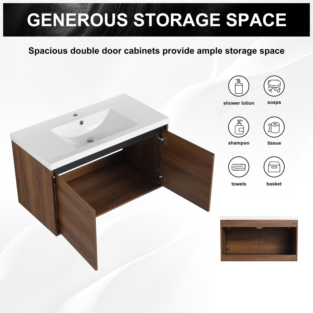 Bathroom Vanity Set with Resin Countertop Sink - Dark Brown