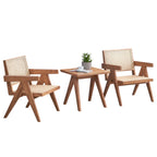 Natural 3 Piece Accent Chair Set with Matching End Table