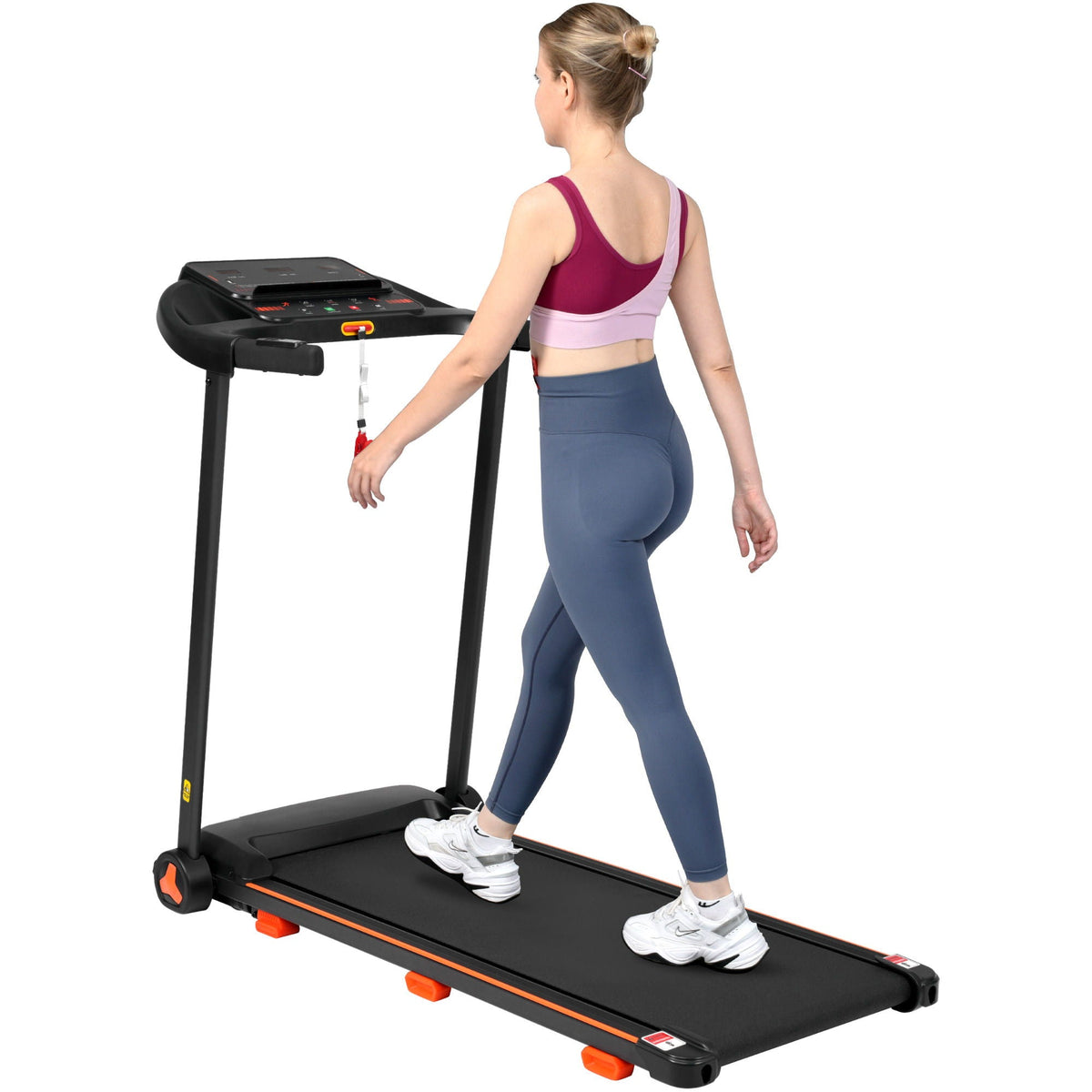 2.5Hp Quiet Folding Treadmill with Heart Rate Sensor - Black