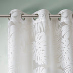 Palm Leaf Burnout Sheer Window Curtain with Grommets - White