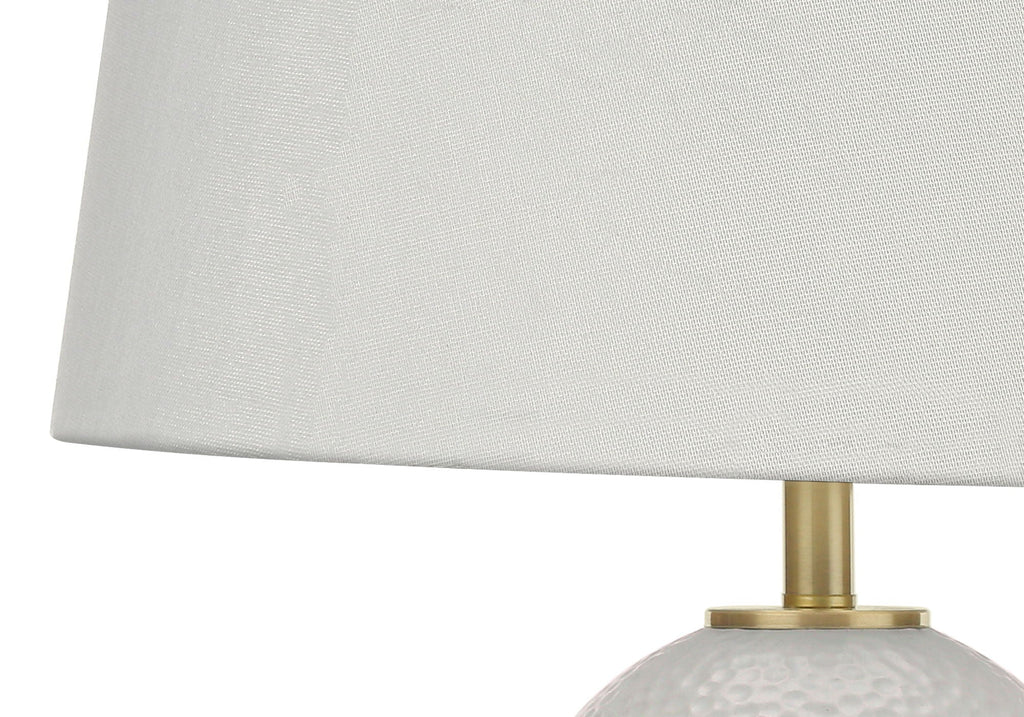 White Ceramic Table Lamp with Linen Shade - Transitional Style - White