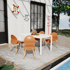 4 Piece Outdoor Set with Ergonomic Polypropylene Chairs - Orange, Red, Blue