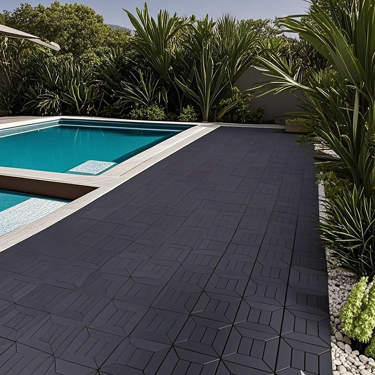 Interlocking Deck Tiles with Easy DIY Installation - Dark Gray or Dark Brown