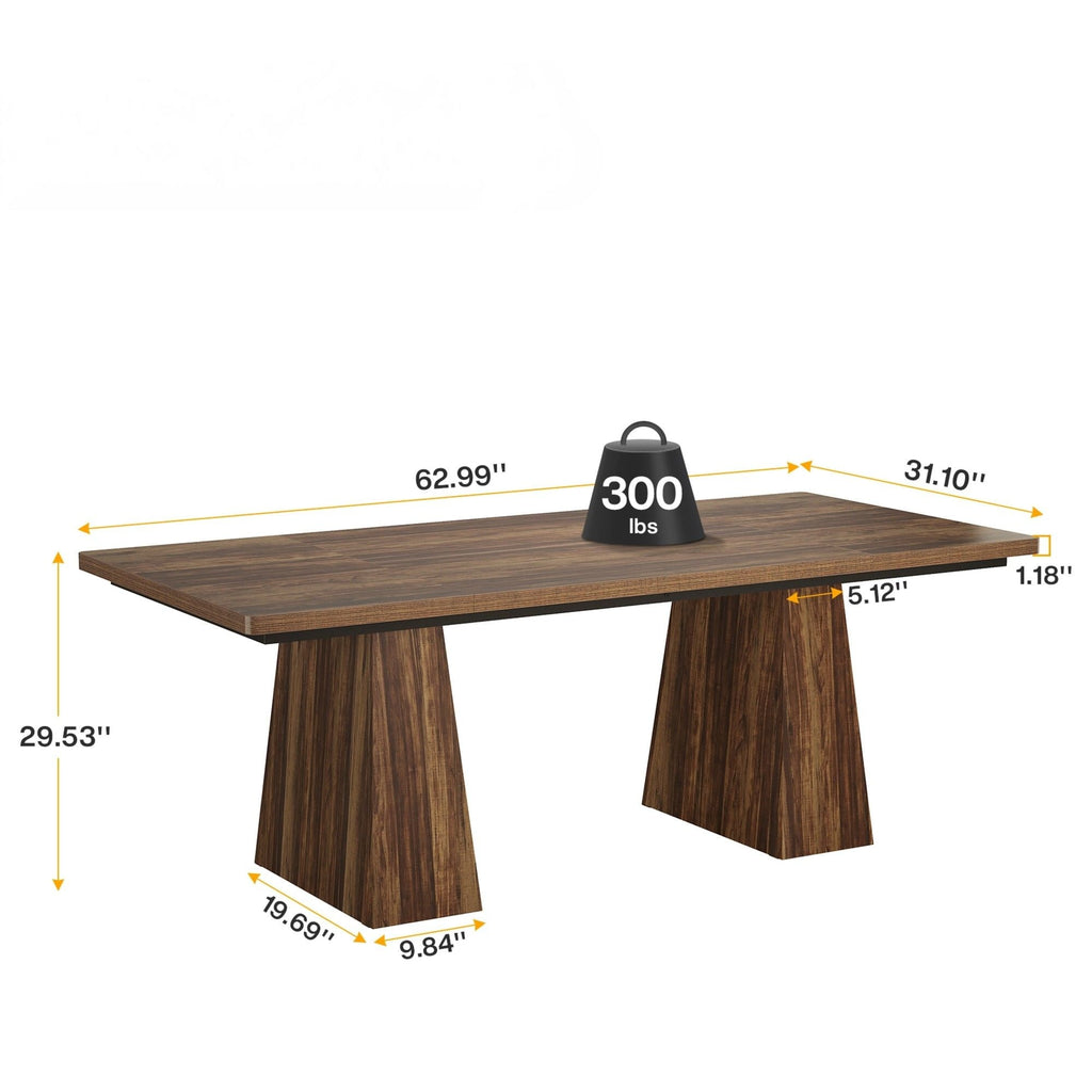 Double Pedestal Executive Desk with Spacious Work Surface - Dark Brown or Black