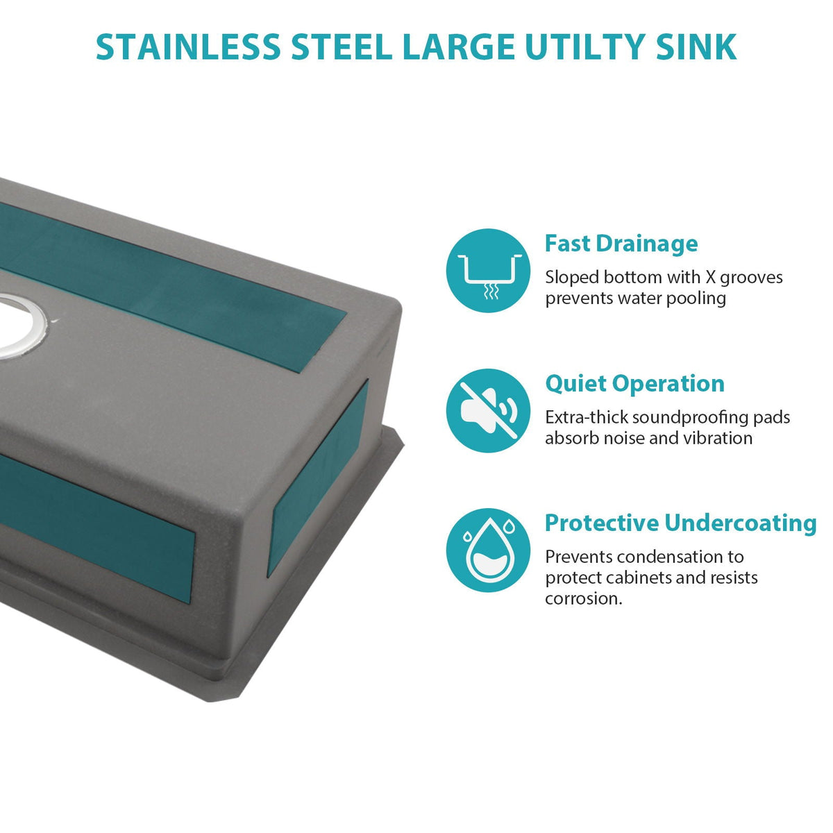 Modern Undermount Stainless Steel Kitchen Sink 16 Gauge, Deep Single Bowl - Gray