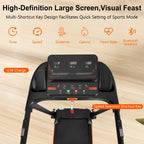 2.5Hp Quiet Folding Treadmill with Heart Rate Sensor - Black