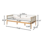 Outdoor Acacia Wood 3-Seater Sofa with Rope Woven Arms - Taupe