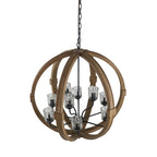 Hanging Light Fixture Chandelier with Adjustable Chain - Light Brown or White