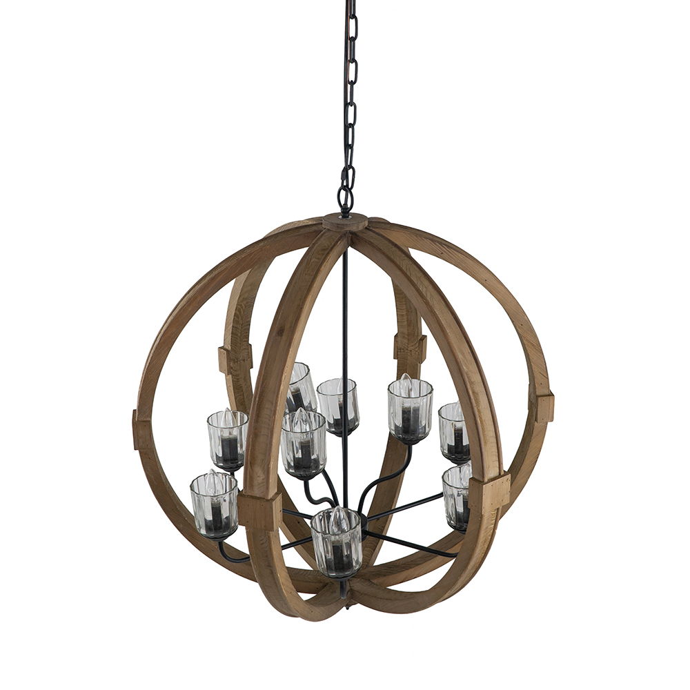 Hanging Light Fixture Chandelier with Adjustable Chain - Light Brown or White