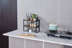 2-Tier Adjustable Storage Shelves with MDF & Metal Frame - Rustic Wood Look