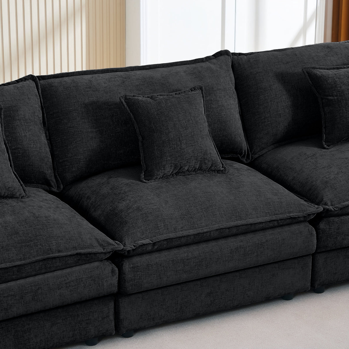 Modular Sectional Sofa with Movable Footrest - Chenille, 102 Inch L-Shaped Couch