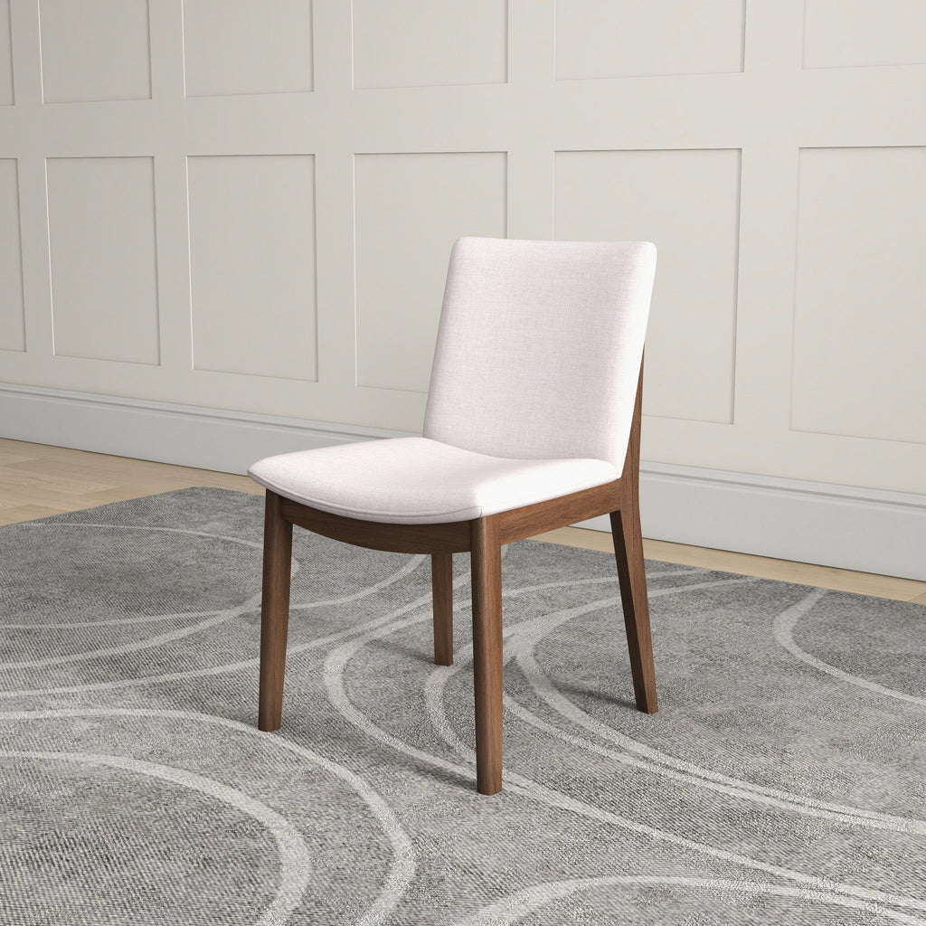 Mid-Century Modern Solid Wood Dining Chair Set with Fabric Upholstery - Multiple Colors