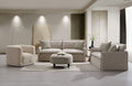 Pattern Fabric 3 Piece Living Room Set with Feather Down Cushions - Beige Yakety Yak Sand