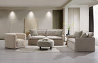 Pattern Fabric 3 Piece Living Room Set with Feather Down Cushions - Beige Yakety Yak Sand