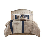 Cal King 7 Piece Jacquard Comforter Set with Throw Pillows