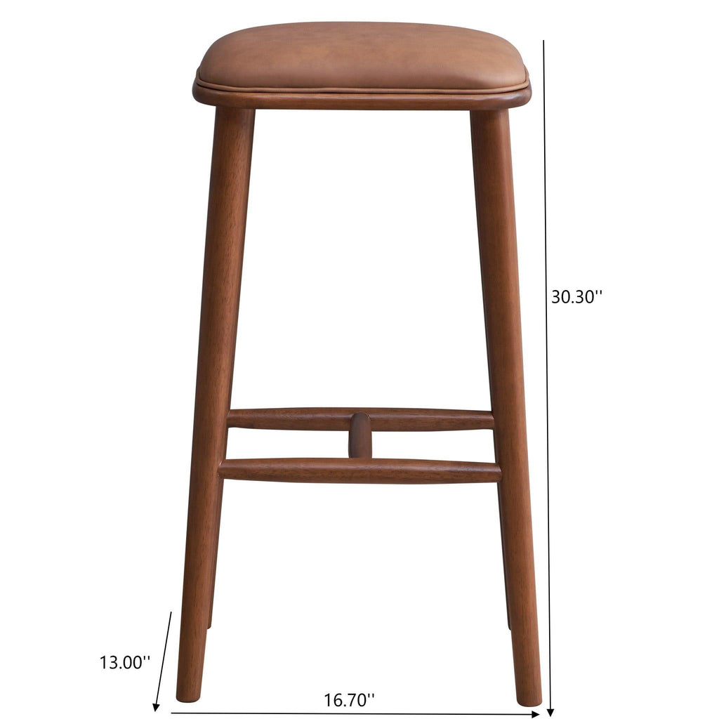 Stylish Design Bar Height Stool with Upholstered Seat - Black or Light Brown