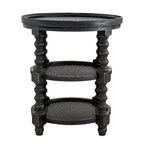Round 3 Tiered Side Table with Multi-Tier Storage - Light Brown or Black