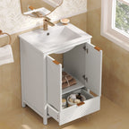 Modern Bathroom Vanity with Sink Combo – Compact Storage - Dark Brown or White