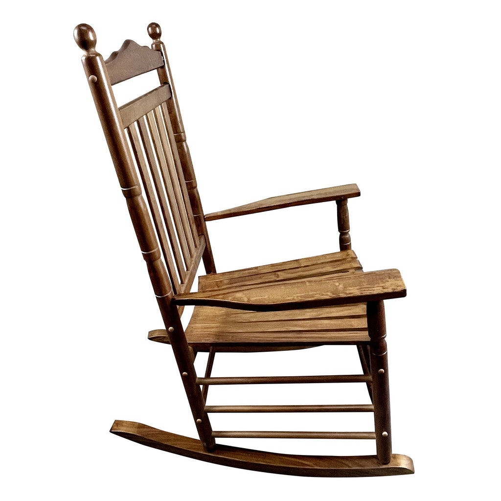 Balcony Porch Adult Rocking Chair with Solid Hardwood Frame - Available in Brown, Oak, or White