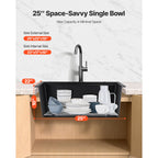25 Inch Granite Kitchen Sink with Scratch Resistance - Matte Black