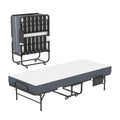 Twin Folding Bed with Memory Foam Mattress - Space Saving Rollaway - Black
