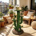 32'' Resin Saguaro Cactus Plant Stand with Three Display Shelves - Green