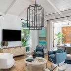 Modern 8-Light Geometric Pendant Chandelier with Adjustable Height - Chrome