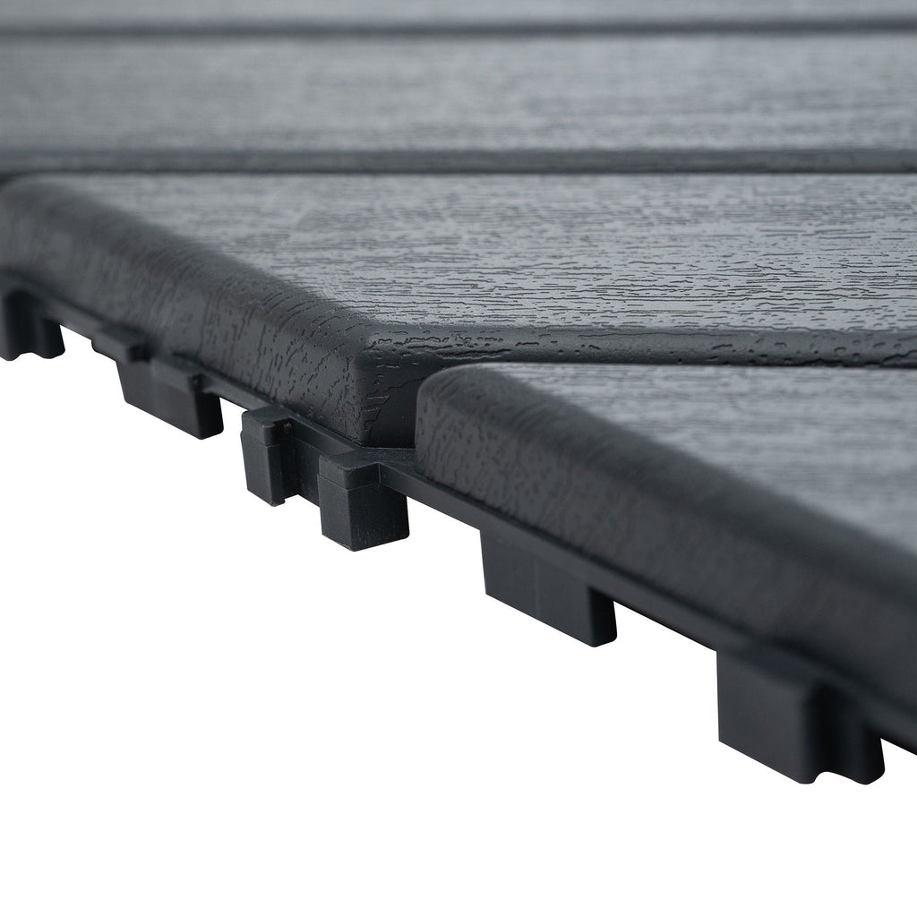 Durable Plastic Interlocking Deck Tiles with Waterproof Design - Dark Gray or Brown