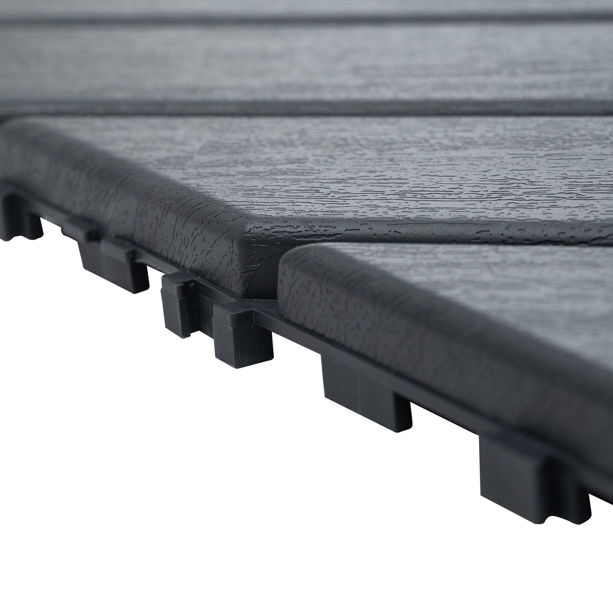 Durable Plastic Interlocking Deck Tiles with Waterproof Design - Dark Gray or Brown