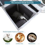 Two Tier Wooden Rabbit Cage with Leak-Proof Plastic Tray – Dark Gray or Red