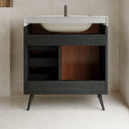 Modern Free-Standing Bathroom Vanity with Ceramic Sink & Sintered Stone Top - White