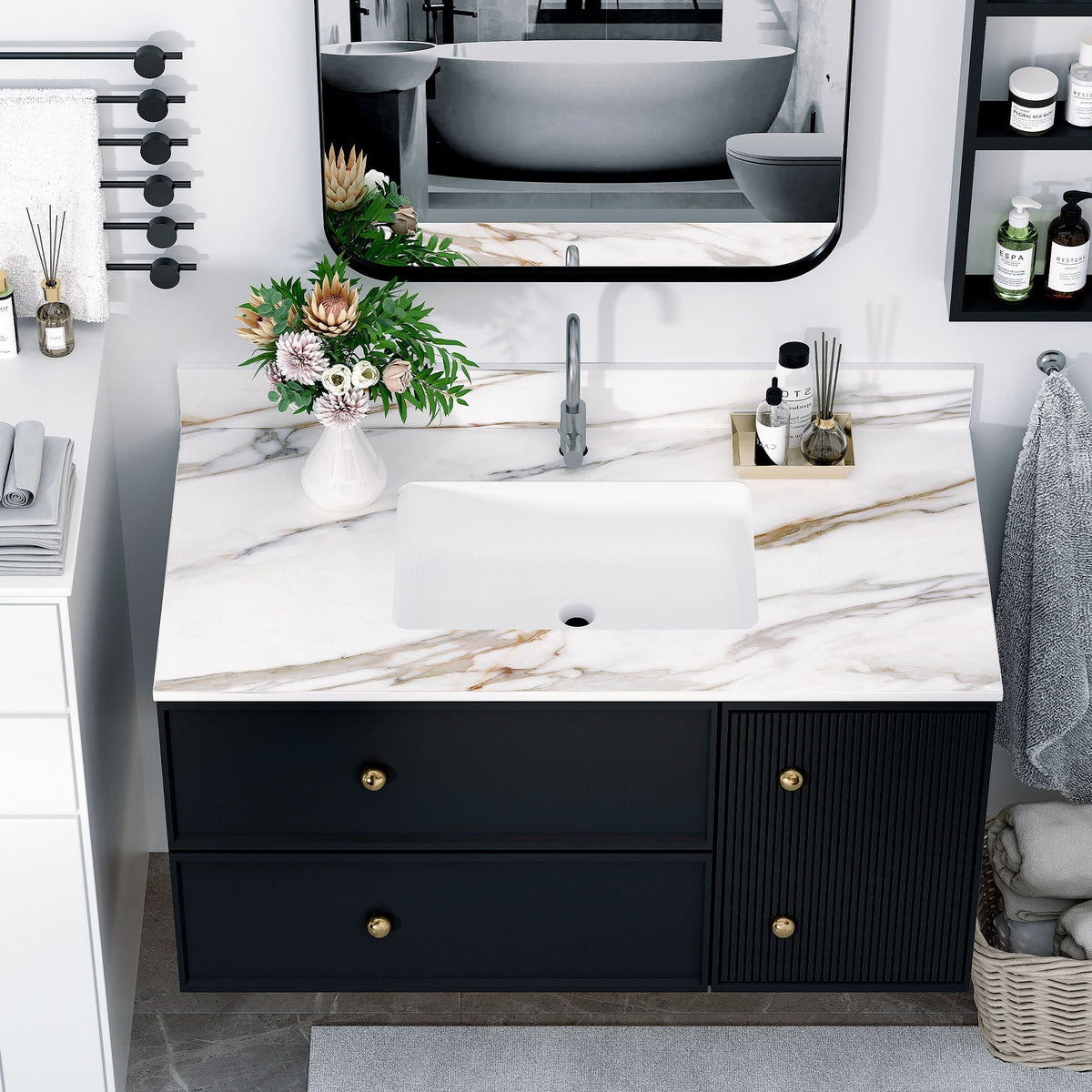 Elegant Vanity Top With Undermount Sink And Backsplash