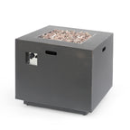 Outdoor Iron Square Propane Fire Pit with 50,000 BTU - Brushed Brown