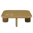 Yellow Brown Coffee Table with High Gloss Finish - 35" Square