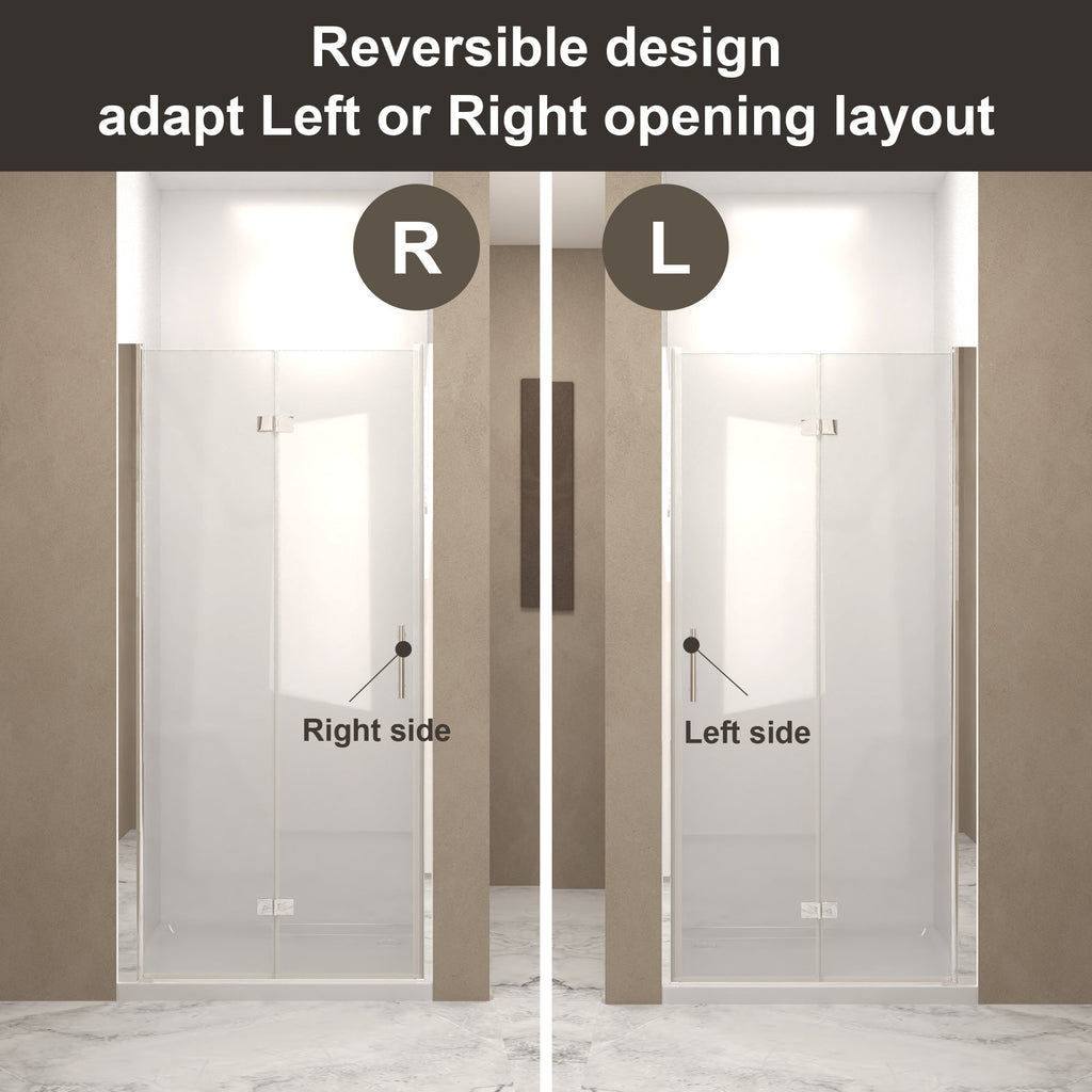 Bifold Shower Door with 6mm Tempered Glass - Brushed Nickel