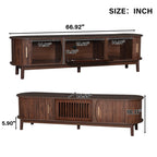 TV Stand Entertainment Center with Storage and Sliding Doors - Dark Brown