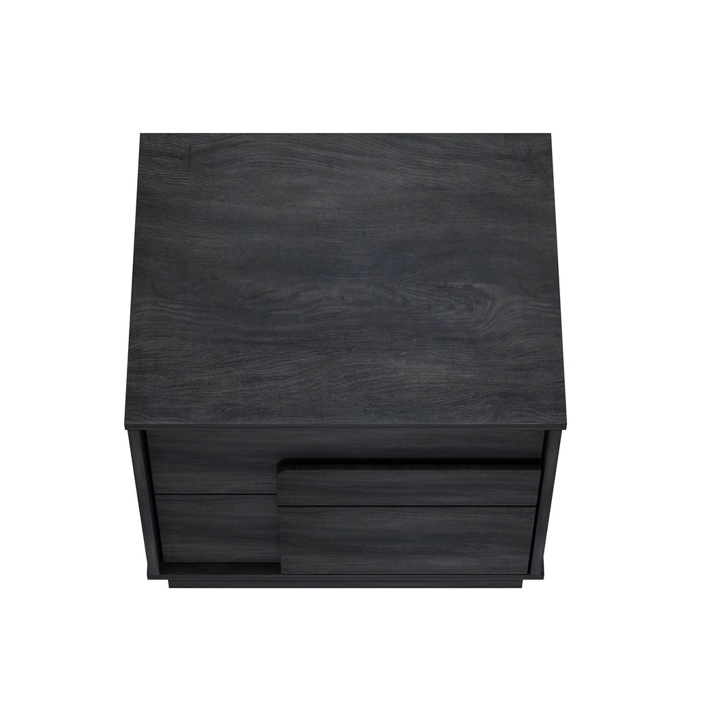Modern Nightstand with Push to Open Drawers - Dark Gray, Dark Brown, or Light Brown