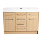 Freestanding Bathroom Vanity with Resin Sink and Soft-Closing Doors - Light Brown