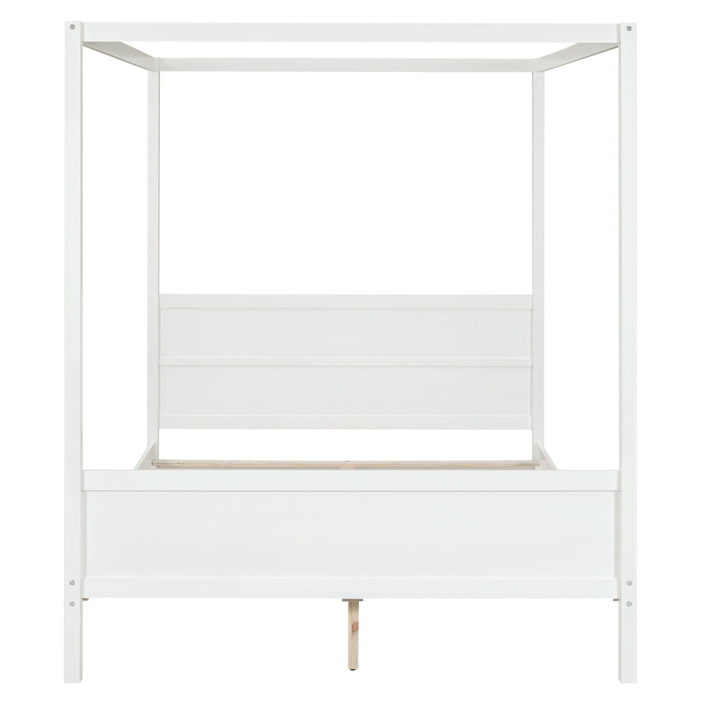 Canopy Platform Bed with Headboard and Footboard, Slat Support Leg - Queen