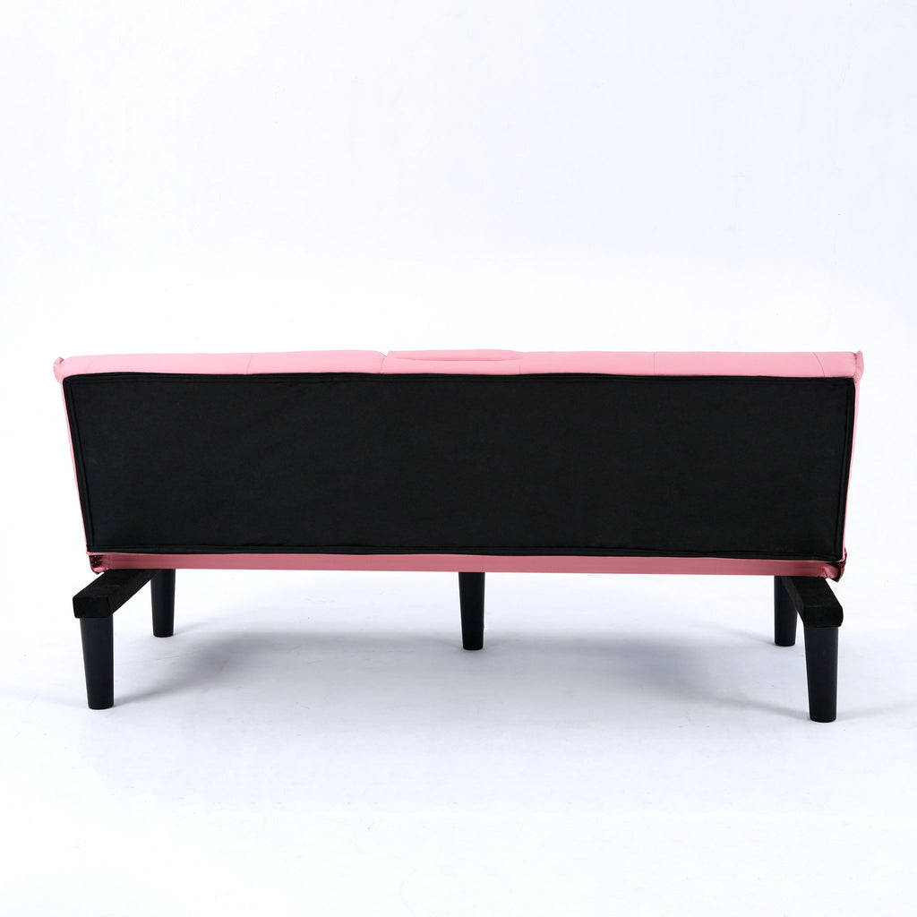 Foldable Sofa Bed with Cup Holder and Solid Wood Frame - Multiple Colors