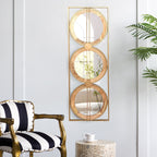Rectangular 3-Piece Wall Mirror Set with Iron & Mango Wood Frame - Brown