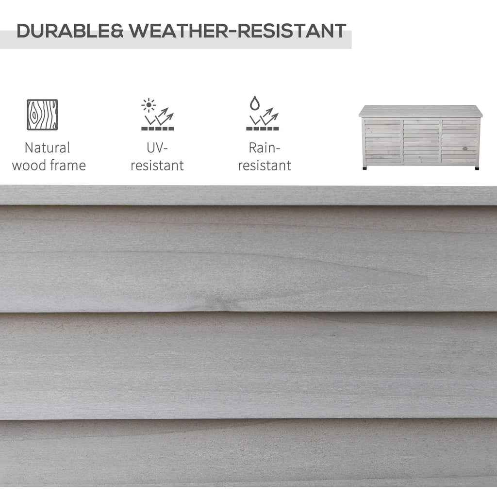 75 Gallon Wooden Deck Box with Aerating Gap and Weather-Fighting Finish - Gray