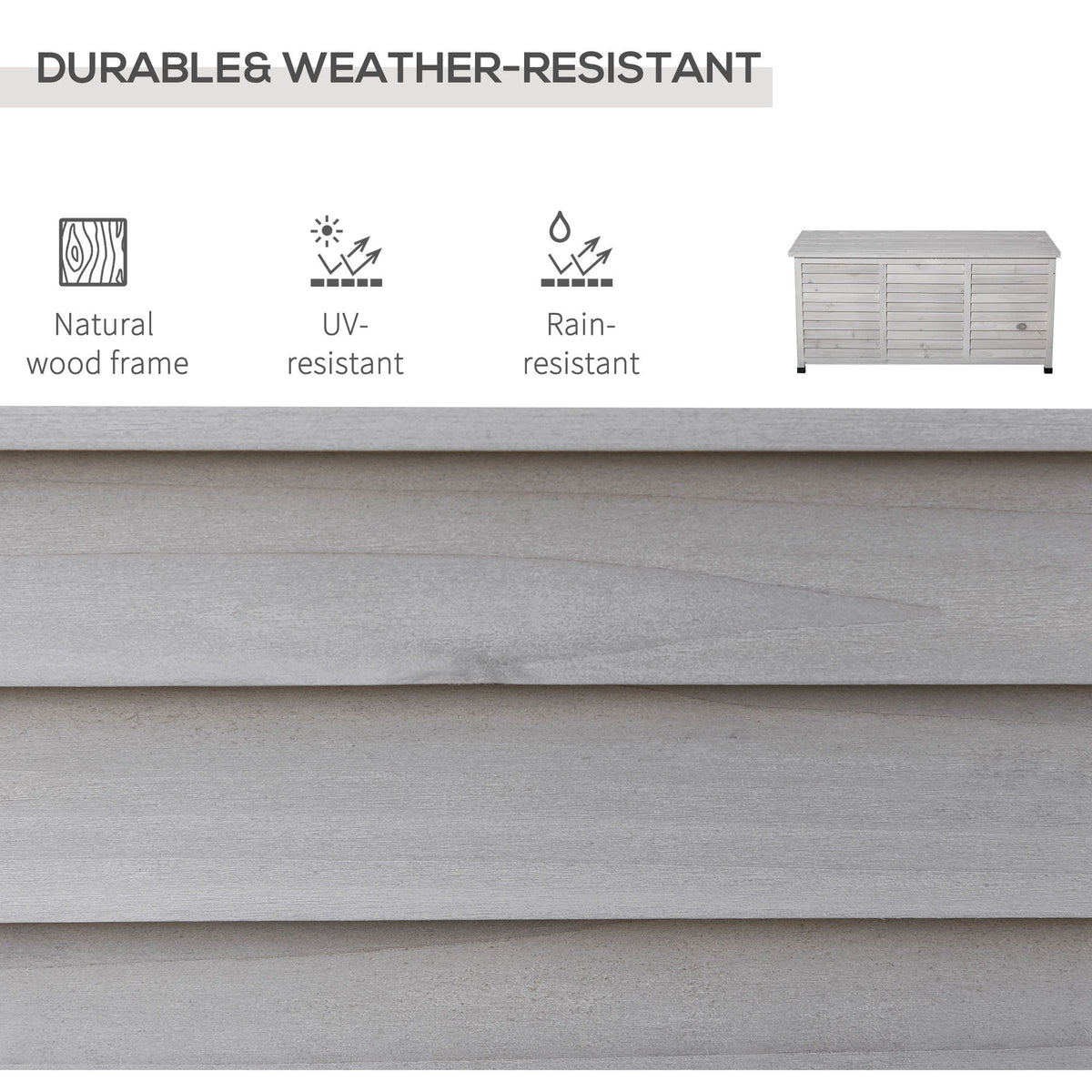 75 Gallon Wooden Deck Box with Aerating Gap and Weather-Fighting Finish - Gray