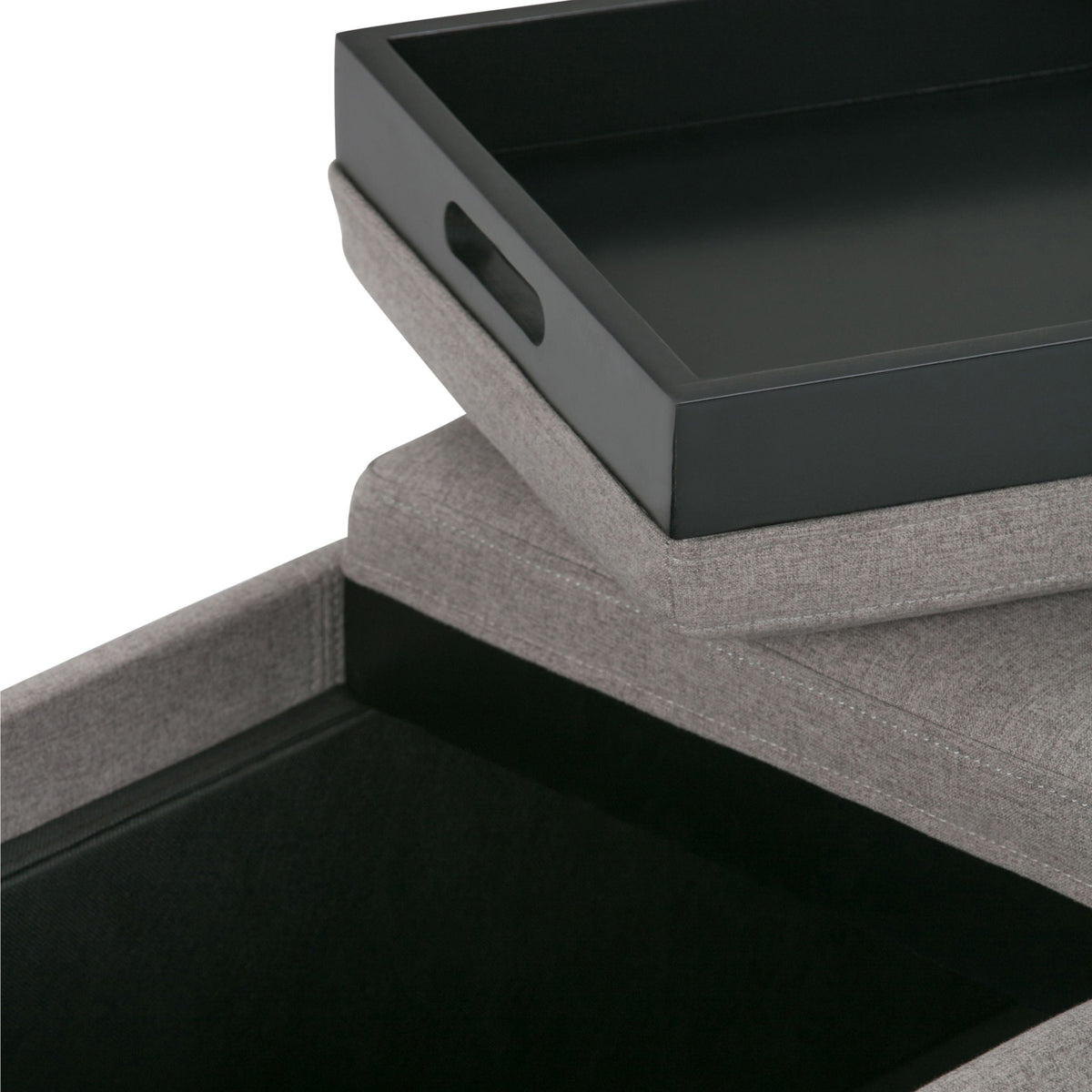 Avalon Upholstered Storage Ottoman with Flip-Over Serving Trays - Multiple Colors
